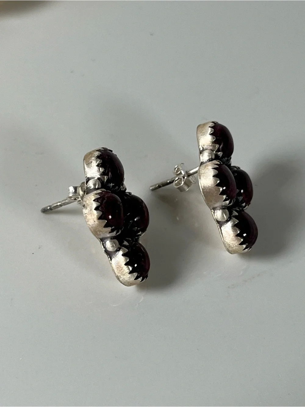 Solid Sterling Silver Purple Spiny Oyster Gemstone Post Back Earrings
